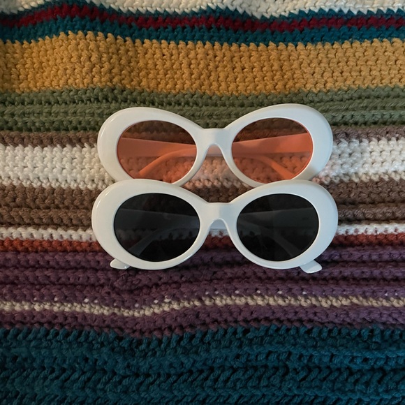 Accessories - Pack of 2: Fashion Sunglasses ( White/Black lenses, White/Pink Lenses)